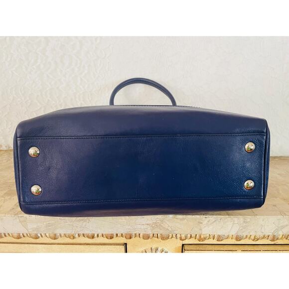 Coach Candance legacy stripe indigo canvas/Leather TOte, sHoulder Bag 22397 - Picture 6 of 10